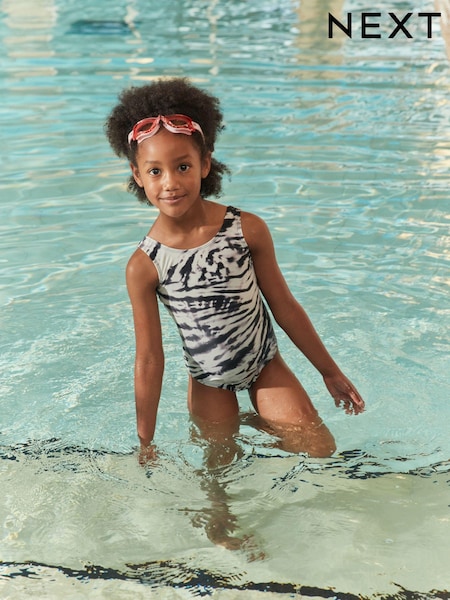 Monochromes Knüpfbatik-Design - Sports Swimsuit (3-16yrs) (N01096) | 4 € - 6 €