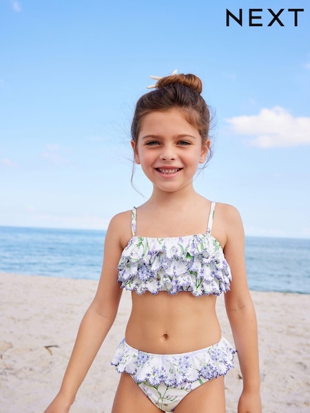 Blue Floral Tiered Bikini (3-16yrs) (N01173) | €10 - €12.50