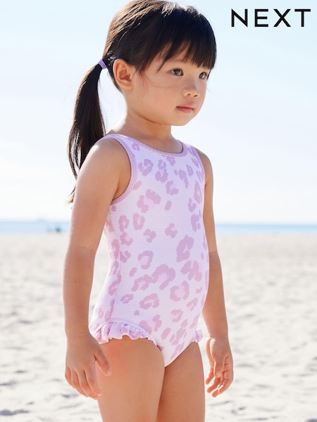 Violett mit Animalprint - Frill Swimsuit (3mths-10yrs) (N01183) | 10 € - 12 €