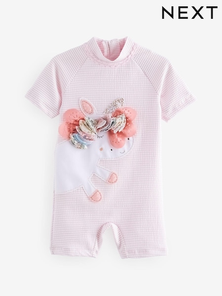 Pink Unicorn Applique Swimsuit (3mths-7yrs) (N01185) | €16 - €18