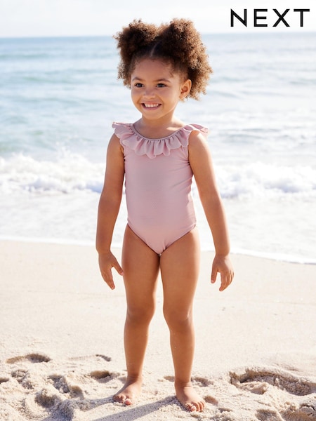 Pink strukturiert - Frill Swimsuit (3mths-10yrs) (N01187) | 6 € - 8 €