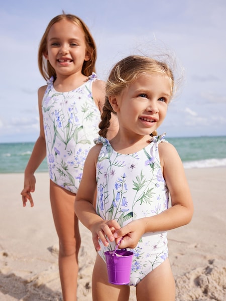 Blue Floral Swimsuit (3mths-16yrs) (N01189) | €6 - €10