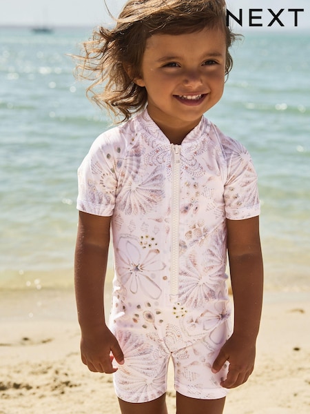 Ecru/Pink Sunsafe Swimsuit (3mths-7yrs) (N01191) | €8 - €9