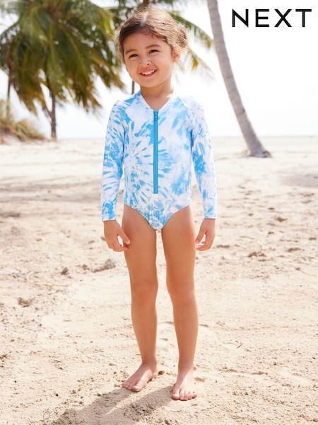 Blau mit Batikmuster - Long Sleeved Swimsuit (3mths-16yrs) (N01196) | 16 € - 21 €