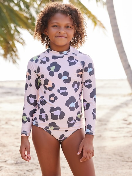 Neutral/Coral Pink Animal Sunsafe Swim 2 Piece Set (3-16yrs) (N01202) | €9 - €12