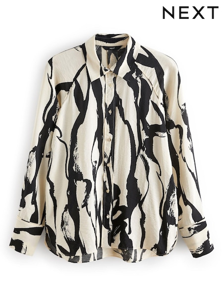 Monochrome Abstract Print Button Through Shirt With Hardwear Buttons (N01239) | AED50