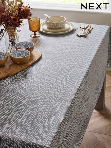 Charcoal Grey Chevron Wipe Clean Table Cloth (N01265) | 59 QAR - 83 QAR