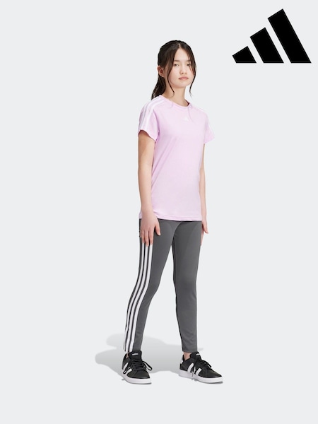 adidas Grey Sportswear Essentials Aeroready 3-Stripes High Waisted Leggings (N01529) | AED52