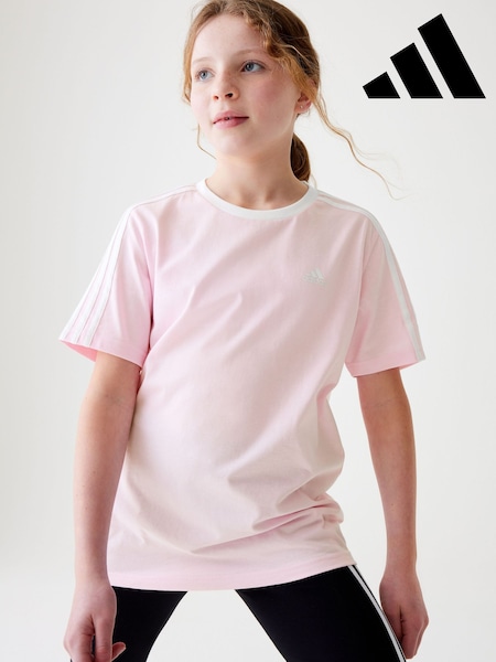 adidas Pink Boyfriend Fit 100% Cotton 3-Stripe Essential T-Shirt (N01565) | R$ 130