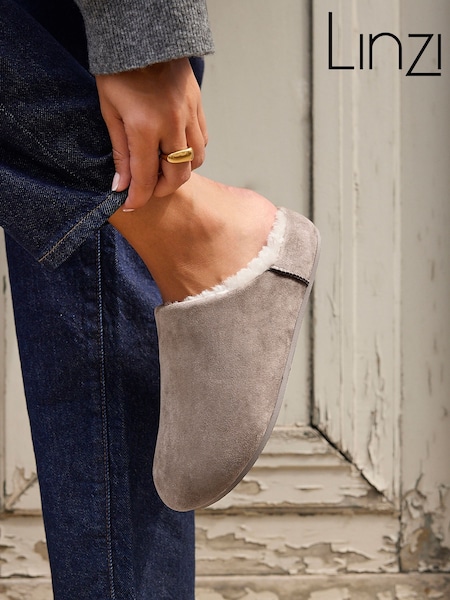 Brązowy - Linzi Enzo Fur Slipper Shoes