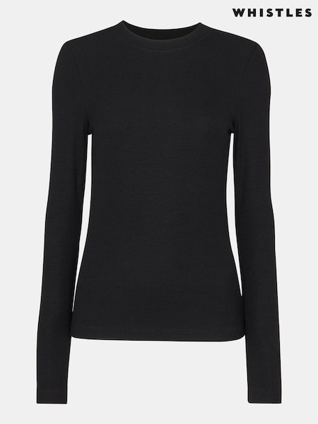 Whistles Black Essential Crew Neck Top (N01652) | $103
