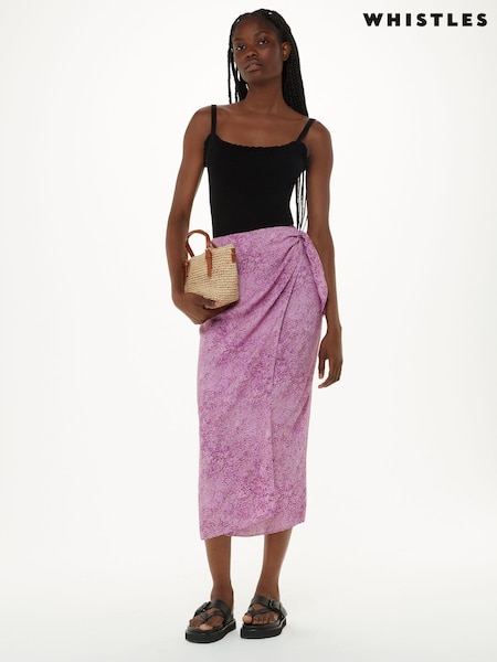Whistles Pink Diagonal Snake Tie Side Skirt (N01659) | €42