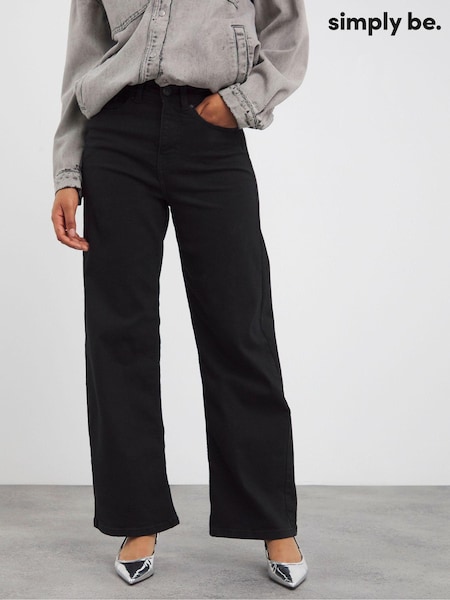 Black - Simply Be 24/7 Wide Leg Jeans (N01777) | 146 LEI