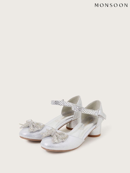 Monsoon Silver Lola Dazzle Bow Two Part Heels (N01840) | €17.50 - €21
