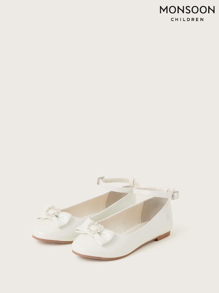 Monsoon Natural Tilla Loveheart Patent Ballerina Shoes (N01897) | €15.50 - €18.50