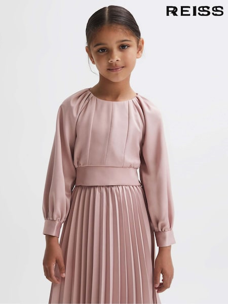 Reiss Pink Molly 9-14 yrs Cropped Pleated Blouse (N02004) | 345 QAR