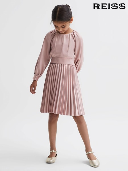 Reiss Pink Molly 4-9 yrs Cropped Pleated Blouse (N02005) | 309 QAR