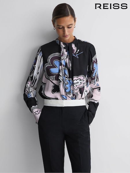 Reiss Sevanna Printed Pleat Front Blouse (N02015) | €265