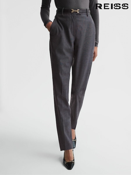 Reiss Grey Melange Sonny Petite Slim Fit Wool Blend Trousers (N02020) | €71