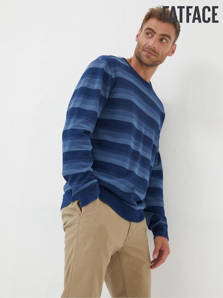 FatFace Blue Indigo Stripe Crew Sweatshirt (N02036) | €30.50