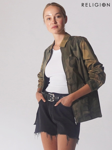 Religion 100% Cotton Lightweight Camo Print Cargo Shacket (N02105) | €37