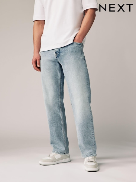 Albastru subțire - Croi relaxat - Denim Blugi prespălat vintage (N02134) | 111 LEI