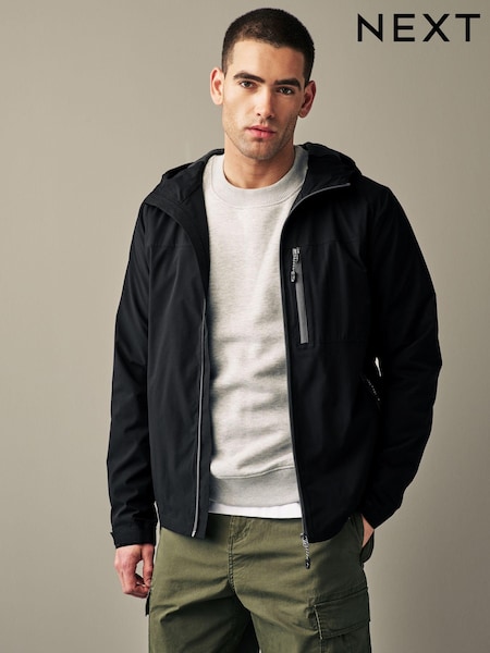 Black Fleece Lined Shower Resistant Hooded Jacket (N02156) | € 33