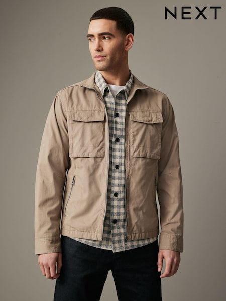 Stone 100% Cotton Zip-Up Shacket (N02157) | €17.50