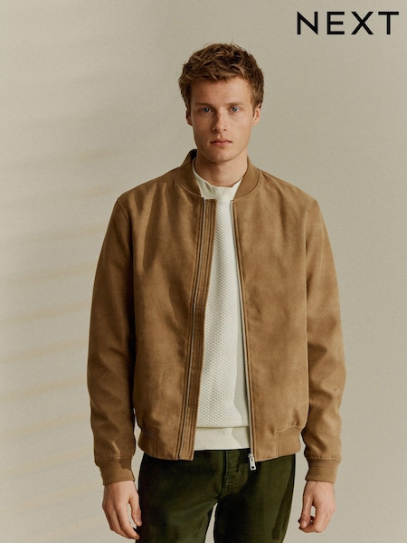Neutral Faux Suede Bomber Jacket (N02159) | €31