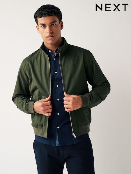 Khakigrün - Shower Resistant Check Lining Harrington Jacket (N02168) | 87 €