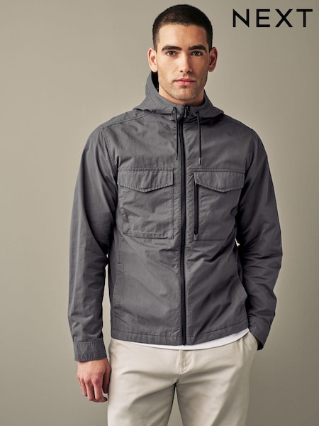 Schiefergrau - Hooded Utility Shacket (N02176) | 18 €