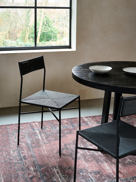 French Connection Black Woven Shlip Dining Chairs Set Of 2 (N02178) | €377