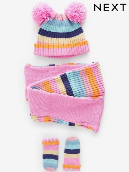 Multi 3pc Rainbow Hat, Gloves and Scarf Set (3mths-6yrs) (N02180) | €10 - €10.50