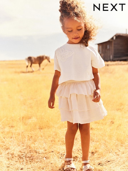 Cream Skirt & T-Shirt Set (3mths-7yrs) (N02192) | €10 - €12