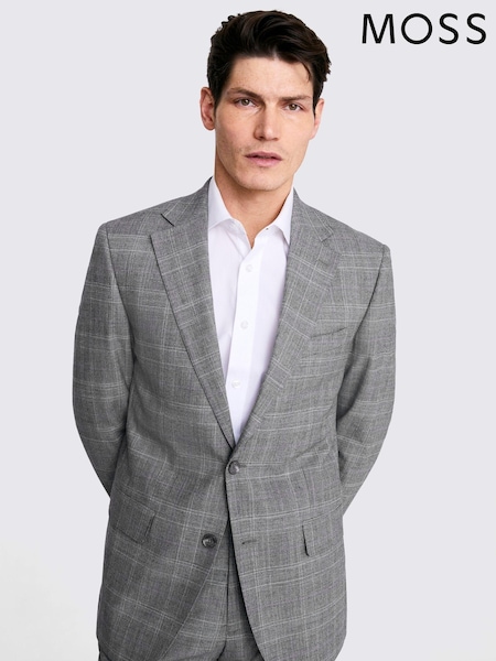 MOSS Tailored Fit Grey Check Performance Jacket (N02268) | €57