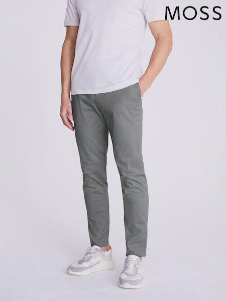 MOSS Grey Slim Chino Trousers (N02331) | €85