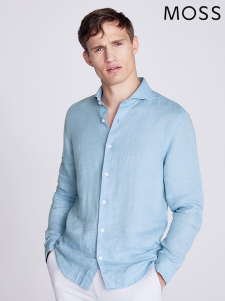 MOSS Tailored Fit Blue Linen Shirt (N02466) | €38