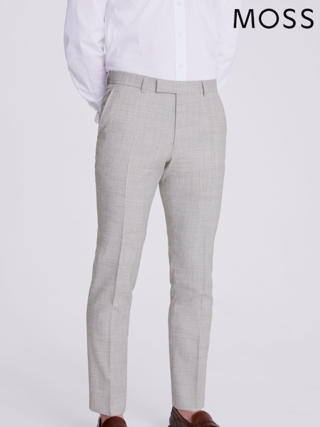 MOSS Light Grey Slim Fit Trousers (N02503) | AED582