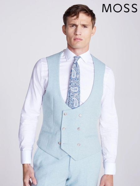 MOSS Blue Tailored Fit Donegal Waistcoat (N02536) | €57