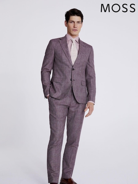 MOSS Slim Fit Pink Italian Quartz Check Jacket (N02545) | €80