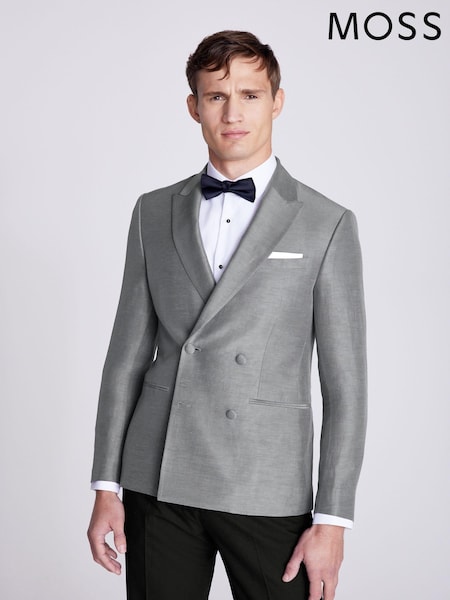 MOSS Slim Fit Grey Slub Velvet Jacket (N02547) | €83