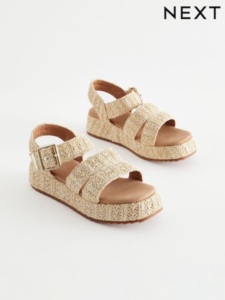 Neutral/Bast - Platform Wedge Sandals (N02653) | 7 € - 9 €