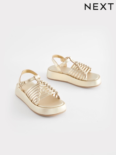 Gold Leather Chunky Gladiator Sandals (N02738) | €12.50 - €14.50
