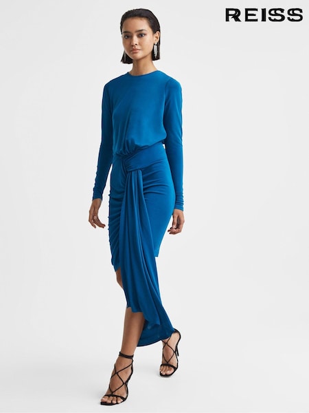 Reiss Teal Isadora Embellished Chain Bodycon Mini Dress (N02802) | €389