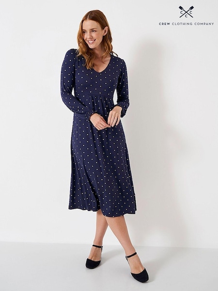 Crew Clothing Company Blue Metallic Jersey Dress (N02809) | €29