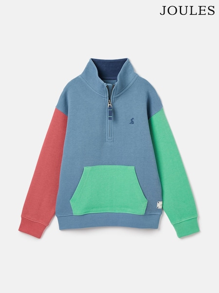 Joules Boys' Alistair Blue Boys' Quarter Zip Sweatshirt (N02812) | AED151 - AED169