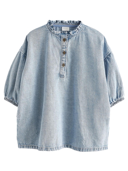 Blue Denim Ruffle Collar Cotton Dress (3mths-8yrs) (N02824) | €7.50 - €9