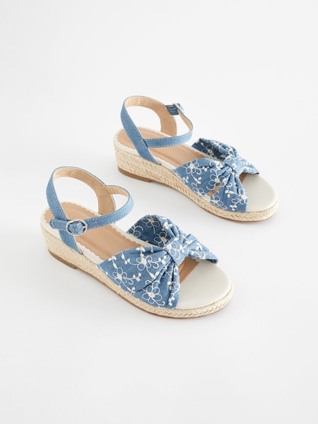 Blue Denim Bow Wedge Sandals (N04348) | €7 - €9