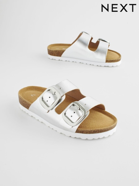 Silber-Metallic - Corkbed Double Strap Sandals (N04351) | 4 € - 6 €