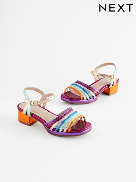 Multicolour Rainbow Platform Heel Occasion Sandals (N04352) | €12.50 - €15.50